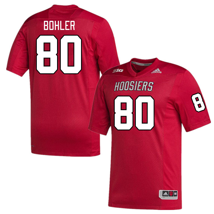 Men #80 Derrick Bohler Indiana Hoosiers College Football Jerseys Stitched Sale-Red